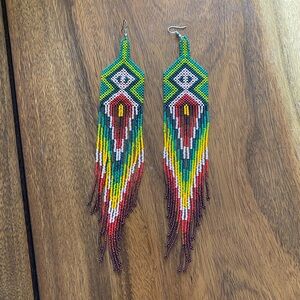 Farm Rio Rainbow Yawanawa Beaded Drop Earrings